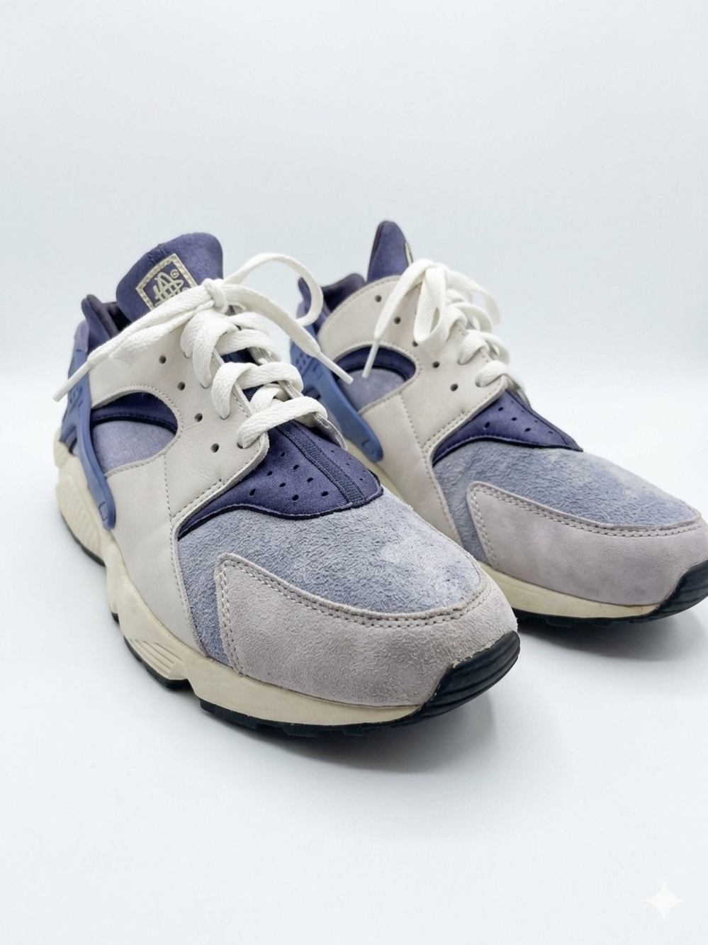 Nike Suede and Mesh Sneakers in Light Gray and Purple
